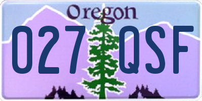 OR license plate 027QSF