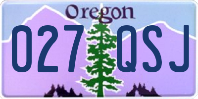 OR license plate 027QSJ