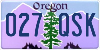 OR license plate 027QSK