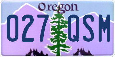 OR license plate 027QSM