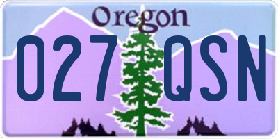 OR license plate 027QSN