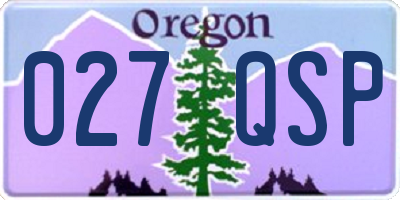 OR license plate 027QSP