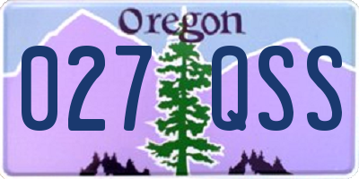 OR license plate 027QSS
