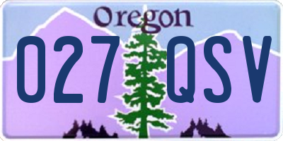OR license plate 027QSV