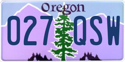 OR license plate 027QSW