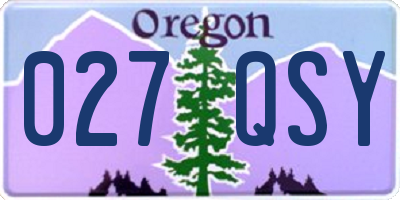 OR license plate 027QSY