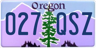 OR license plate 027QSZ