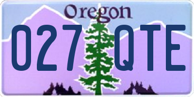 OR license plate 027QTE