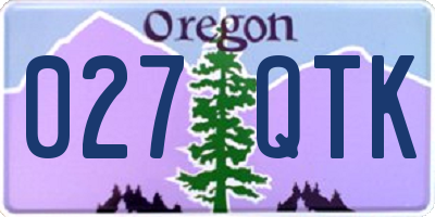 OR license plate 027QTK