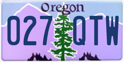 OR license plate 027QTW