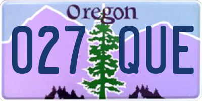 OR license plate 027QUE