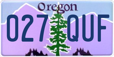 OR license plate 027QUF