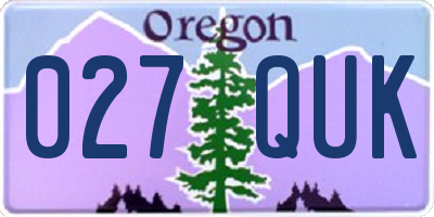 OR license plate 027QUK