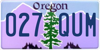 OR license plate 027QUM