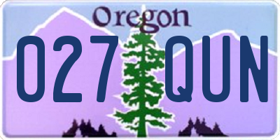 OR license plate 027QUN