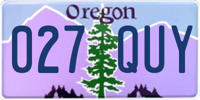 OR license plate 027QUY