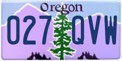 OR license plate 027QVW