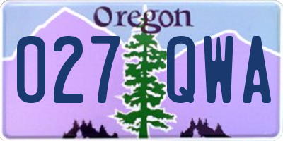 OR license plate 027QWA
