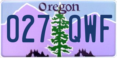 OR license plate 027QWF