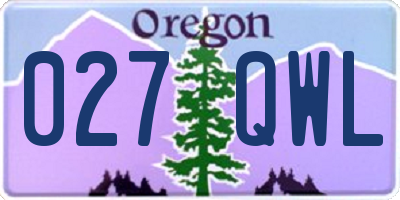 OR license plate 027QWL