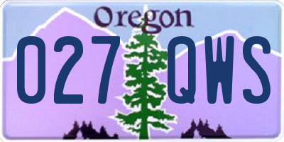 OR license plate 027QWS
