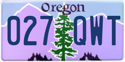 OR license plate 027QWT