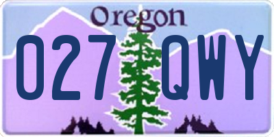 OR license plate 027QWY