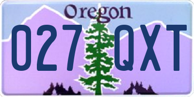 OR license plate 027QXT
