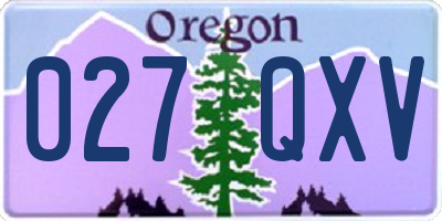 OR license plate 027QXV