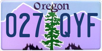 OR license plate 027QYF