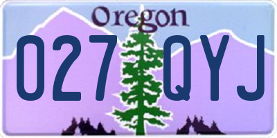 OR license plate 027QYJ