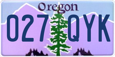 OR license plate 027QYK