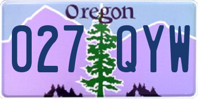OR license plate 027QYW