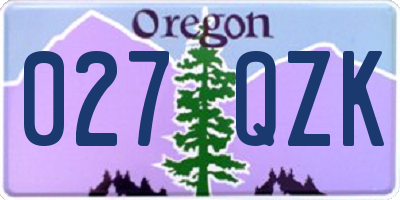 OR license plate 027QZK