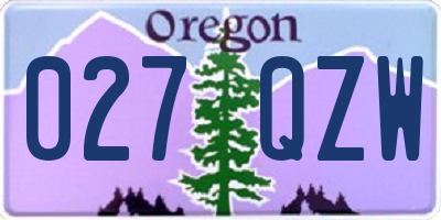 OR license plate 027QZW