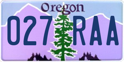 OR license plate 027RAA