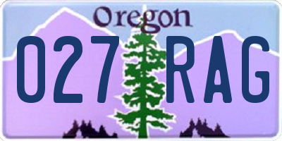 OR license plate 027RAG