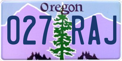 OR license plate 027RAJ