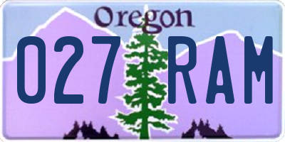 OR license plate 027RAM
