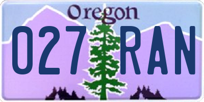 OR license plate 027RAN