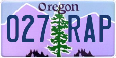 OR license plate 027RAP