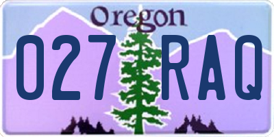 OR license plate 027RAQ