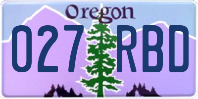 OR license plate 027RBD
