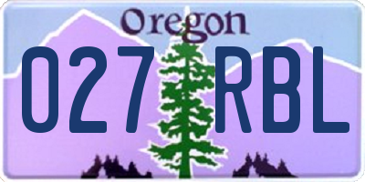 OR license plate 027RBL