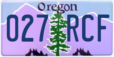OR license plate 027RCF