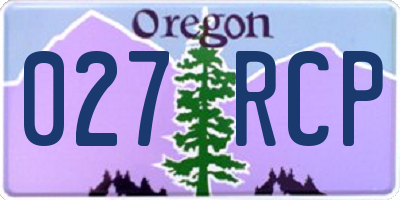 OR license plate 027RCP