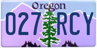 OR license plate 027RCY