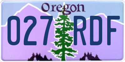 OR license plate 027RDF