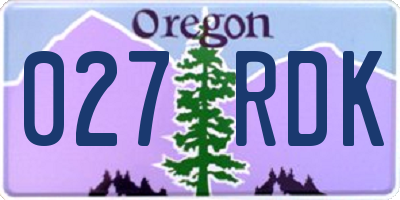 OR license plate 027RDK