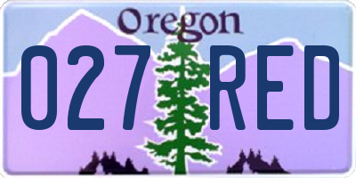 OR license plate 027RED